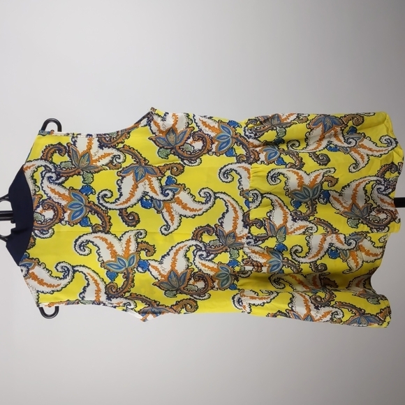 SES Sleeveless Tunic Button-up Paisley Yellow Size 14 - Picture 7 of 10